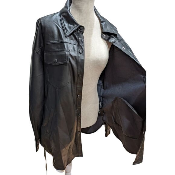 Sanctuary Women's Black Faux Leather Coat Size M - Picture 6 of 13